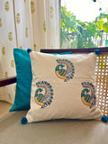 Peacock Print Pure Cotton Cushion Cover