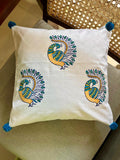 Peacock Print Pure Cotton Cushion Cover