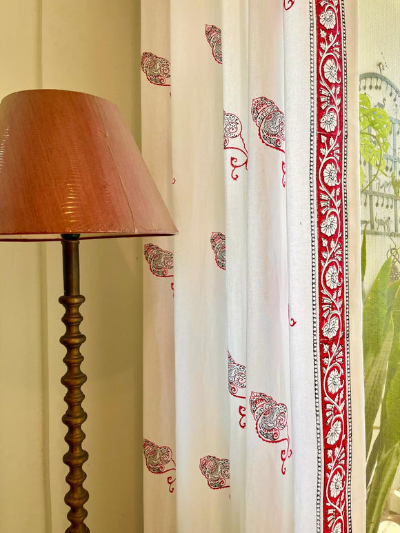 Hand Block Print Shonkho Cotton Curtain -SINGLE piece