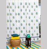 Hand Block Print Peacock Cotton Curtain - Premium -SINGLE piece